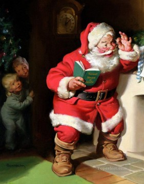 XS025 niños Navidad Papá Noel Pinturas al óleo